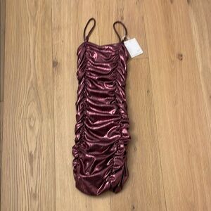 Metallic Ruched Party Dress